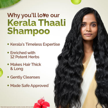 Mamaearth Kerala Thaali Shampoo with Hibiscus, Shikakai, Amla, Flax Seeds for Thick & Long Hair - 250 ml| Ready To Use Thali | Gently Cleanses | Adds Shine | 12 Potent Herbs | 100% Natural Herbs